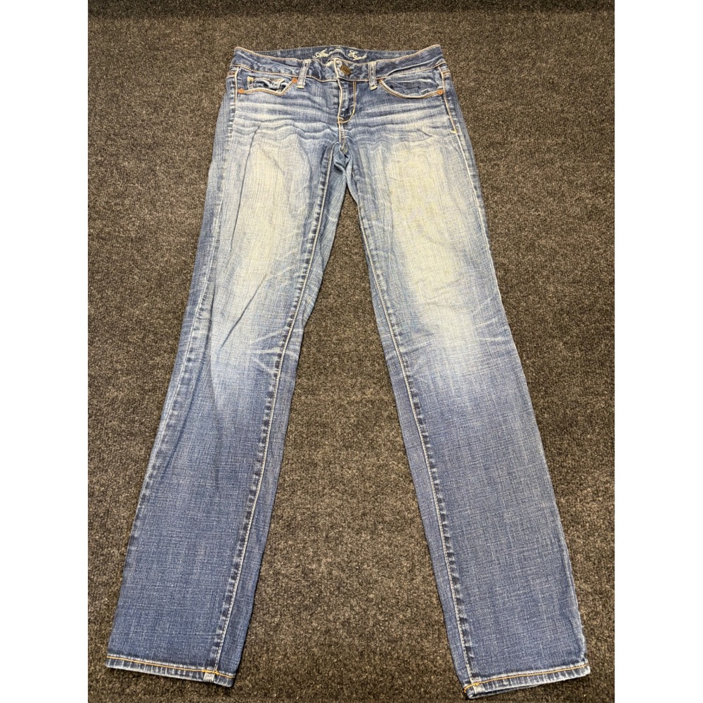 American Eagle Slim Straight Stretch Jeans Medium Wash Denim Women Size 4